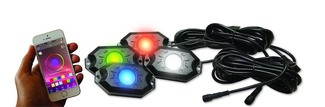 RS4PRGBW – RACESPORT LT Underbody Light Kit, Pod Strips 12 Volt DC 48 Watt Multi-Color 4 Pieces 30,000 Hours Lifetime...